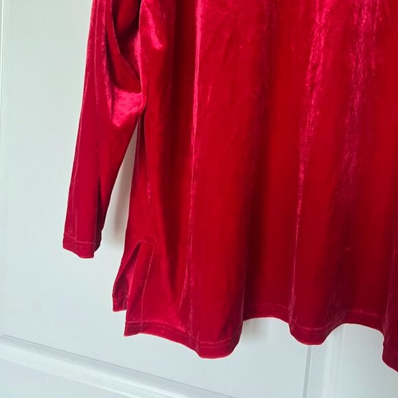 Woman Within Red Velvet Pullover Christmas Holiday Top Blouse Size 2X - Picture 11 of 12